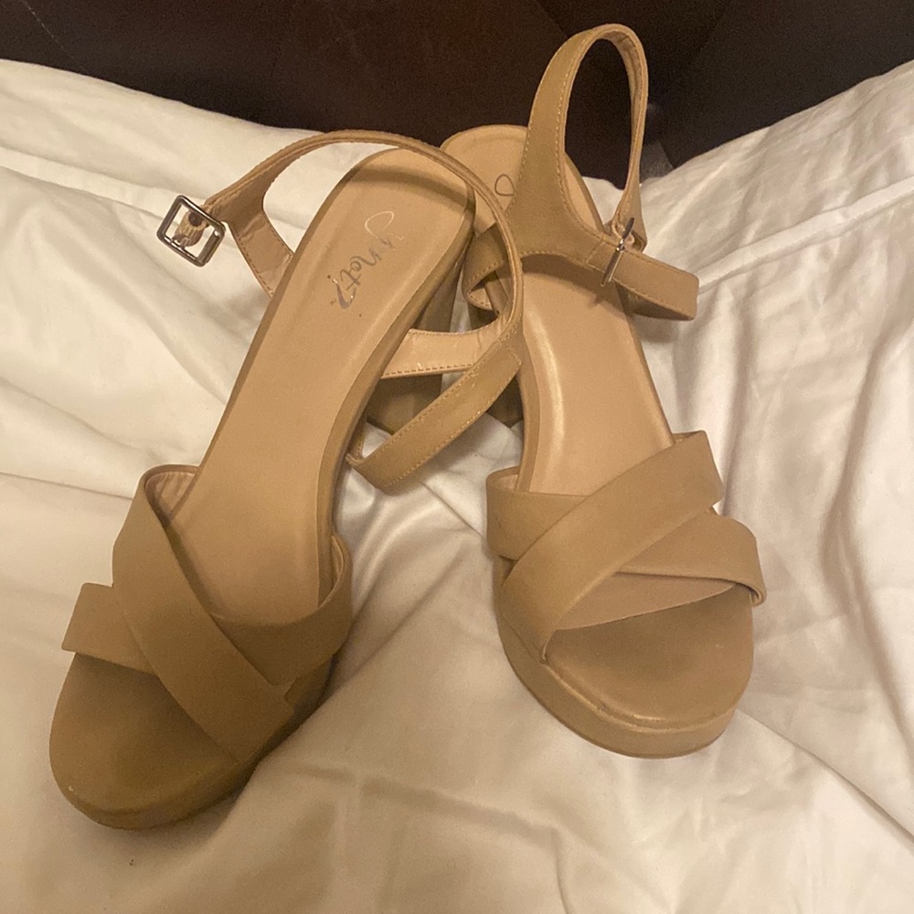Tan high heels